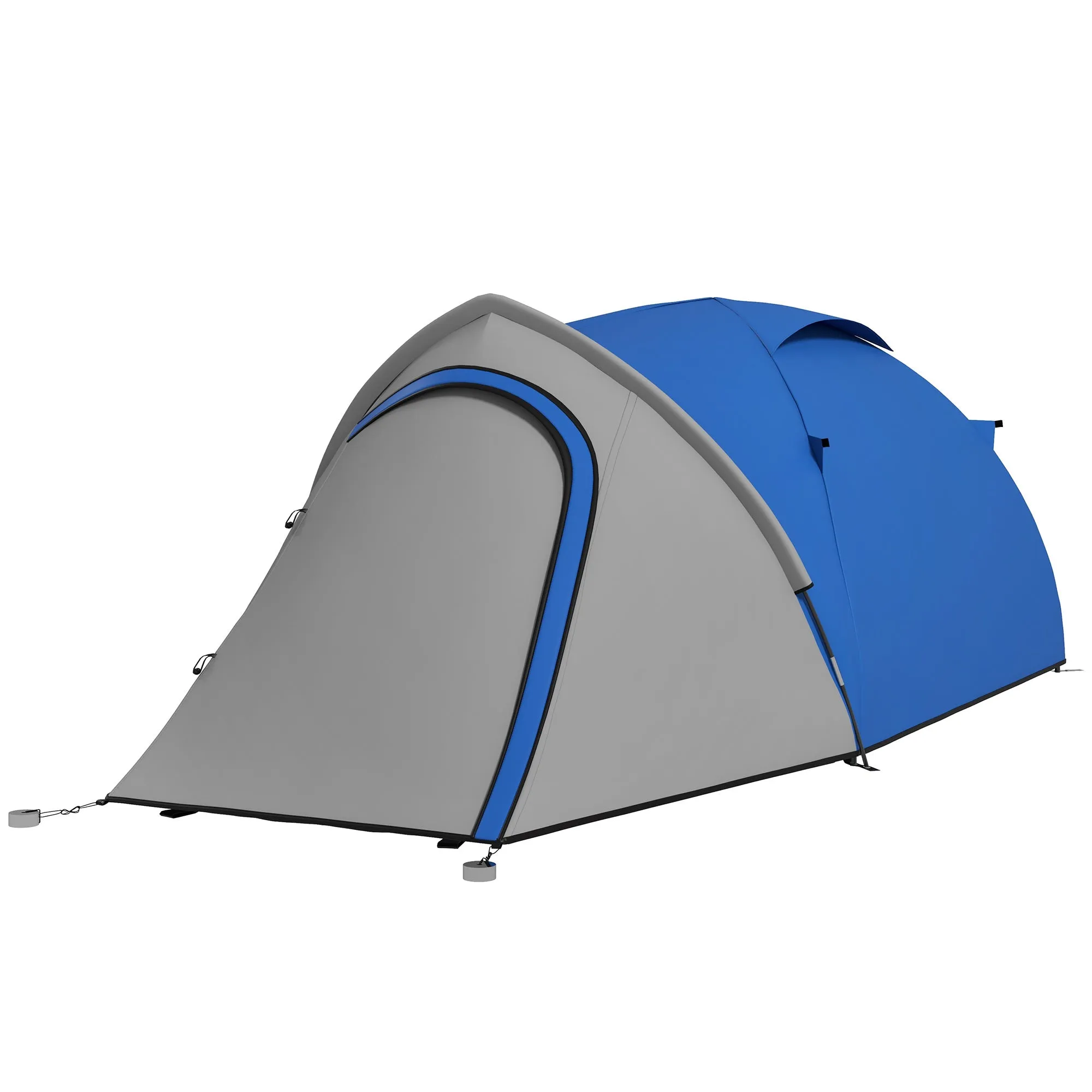 Dome Tent for 2 Person Camping Tent with Large Windows Waterproof Blue and Grey