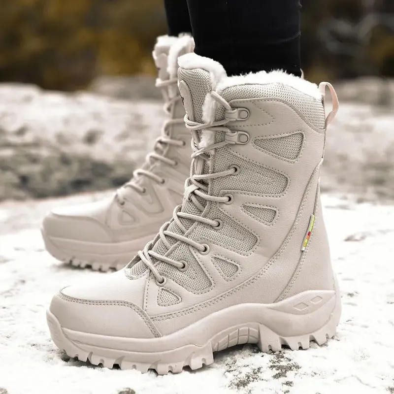High Top Women's Ultra-Warm Plush Lace-up Winter Snow Boots