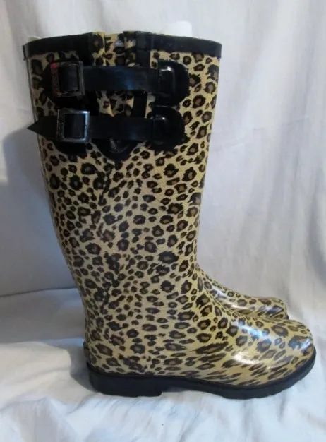 Womens CHOOKA LEOPARD JAGUAR CHEETAH PRINT Wellies Rain Boots Rainboots 9 Foul Weather
